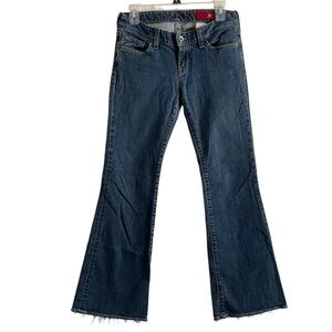 Y2K Low Rise Flare Jeans Raw Hem Size 2 X2 Denim